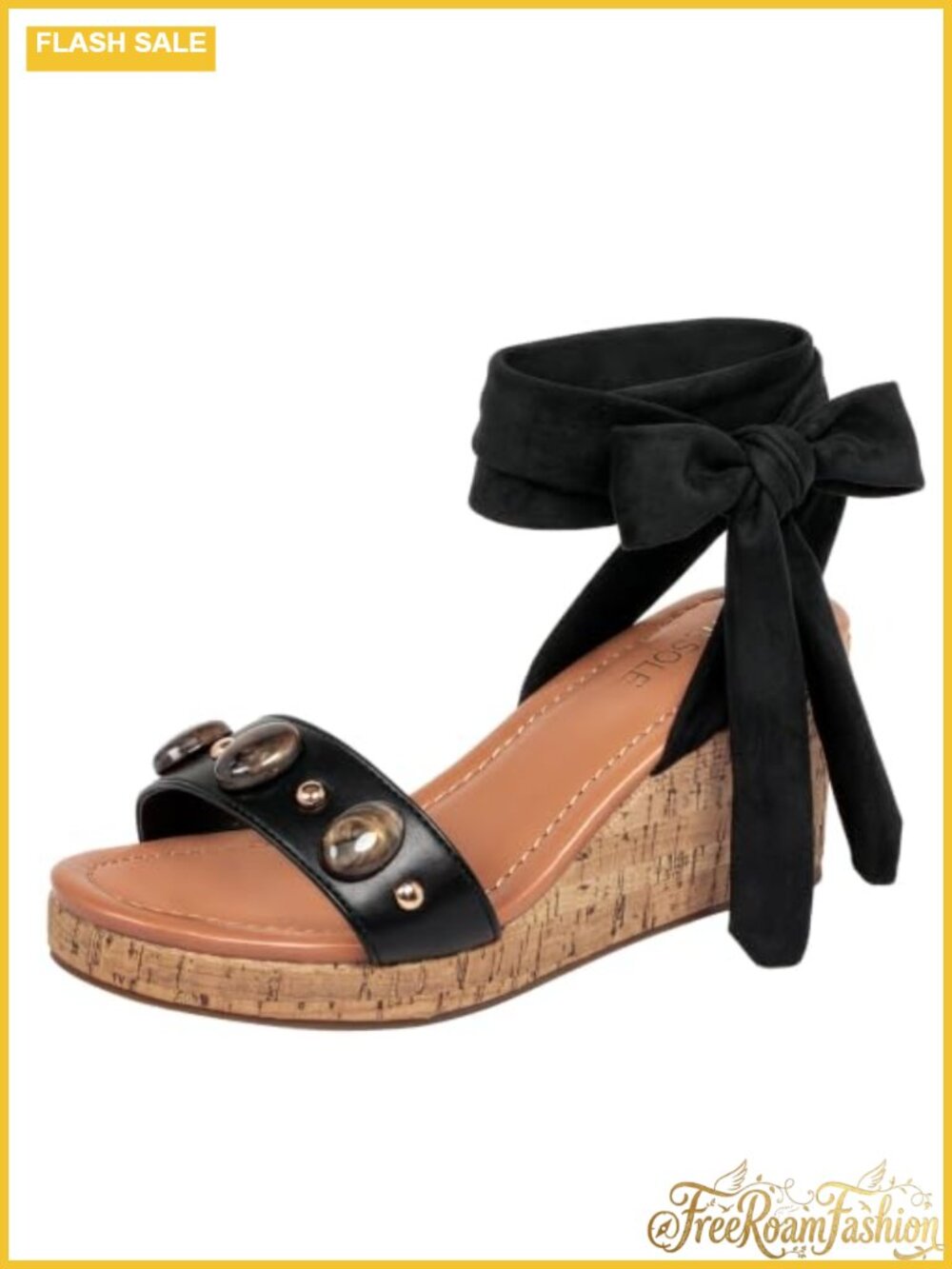 Wide Width Wedge Sandals for Women Dressy Platform Heels Boho Pearl Stud